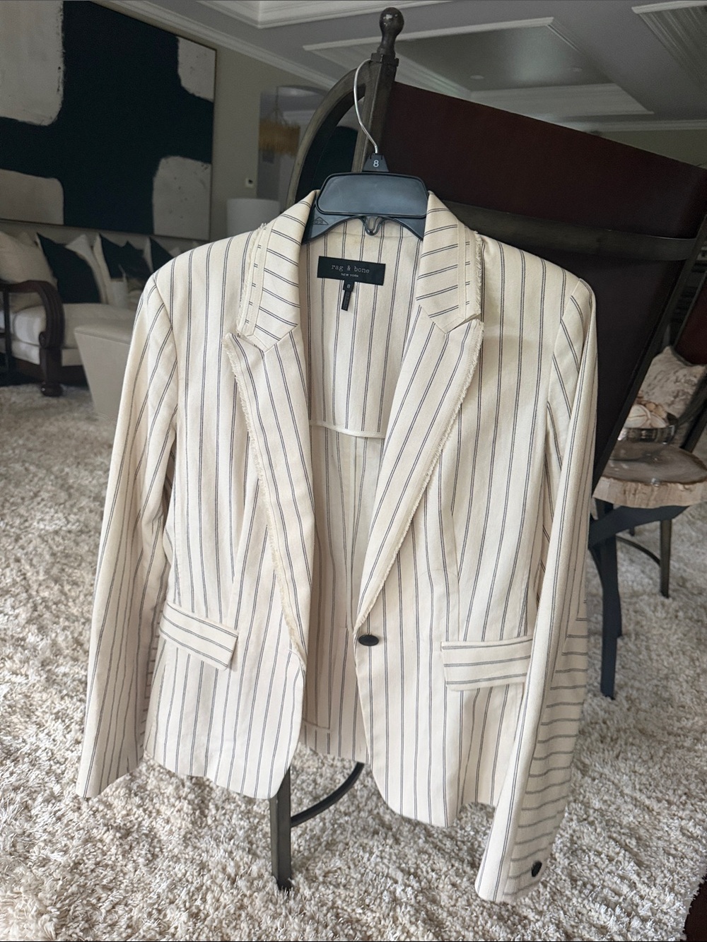Rag & Bone Cream Blazer with Pinstripes